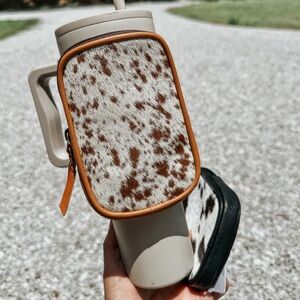 Cowhide Tumbler Pouch - Tan